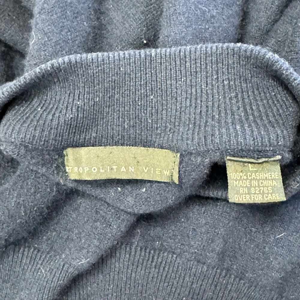 Metropolitan View Mens 100% Cashmere Mock Neck Sweater Navy‎ Blue Lg Minimalist